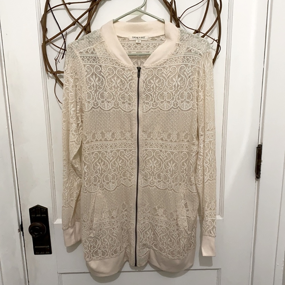 Zip up lace jacket